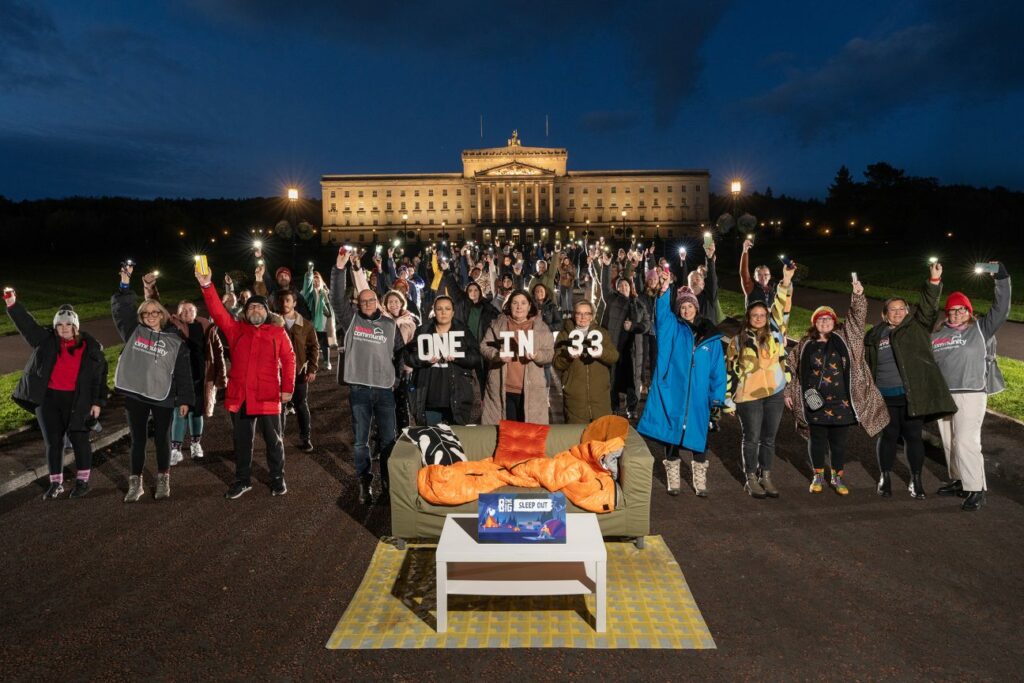 Hundreds of People Sleep Out at Stormont for Homelessness